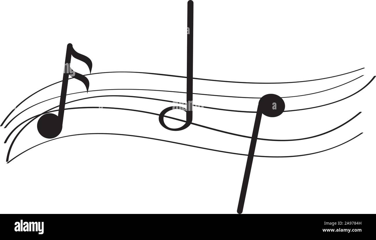 Isolated musical pentagram with musical notes - Vector illustration Stock Vector