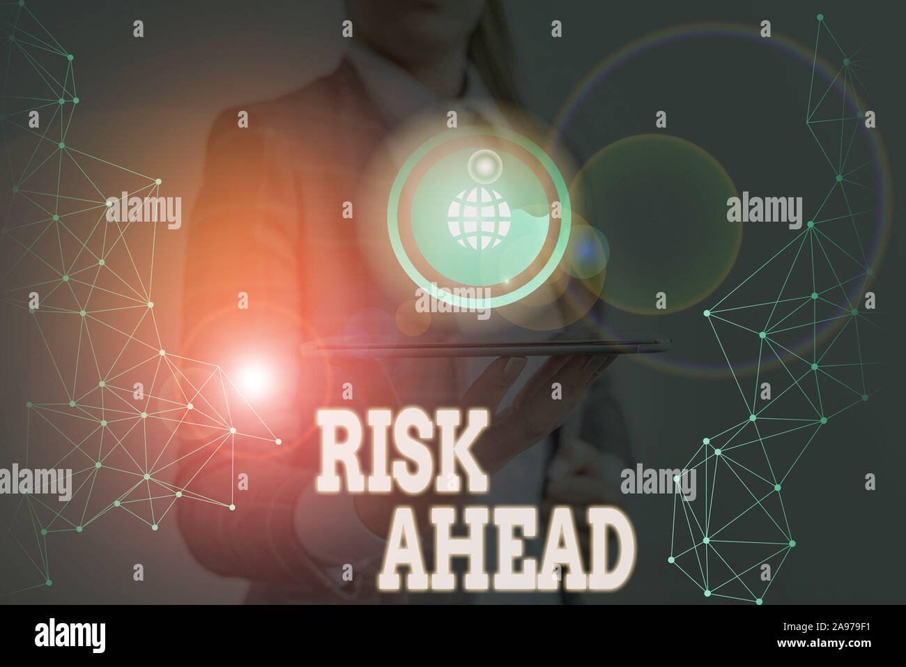 Writing note showing Risk Ahead. Business concept for A probability or ...