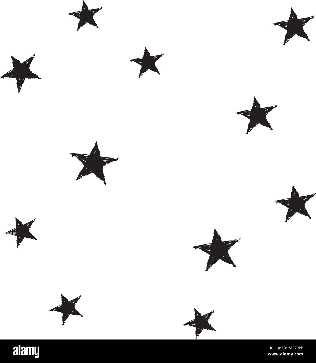 Seamless pattern with stars on white background. Stock Vector