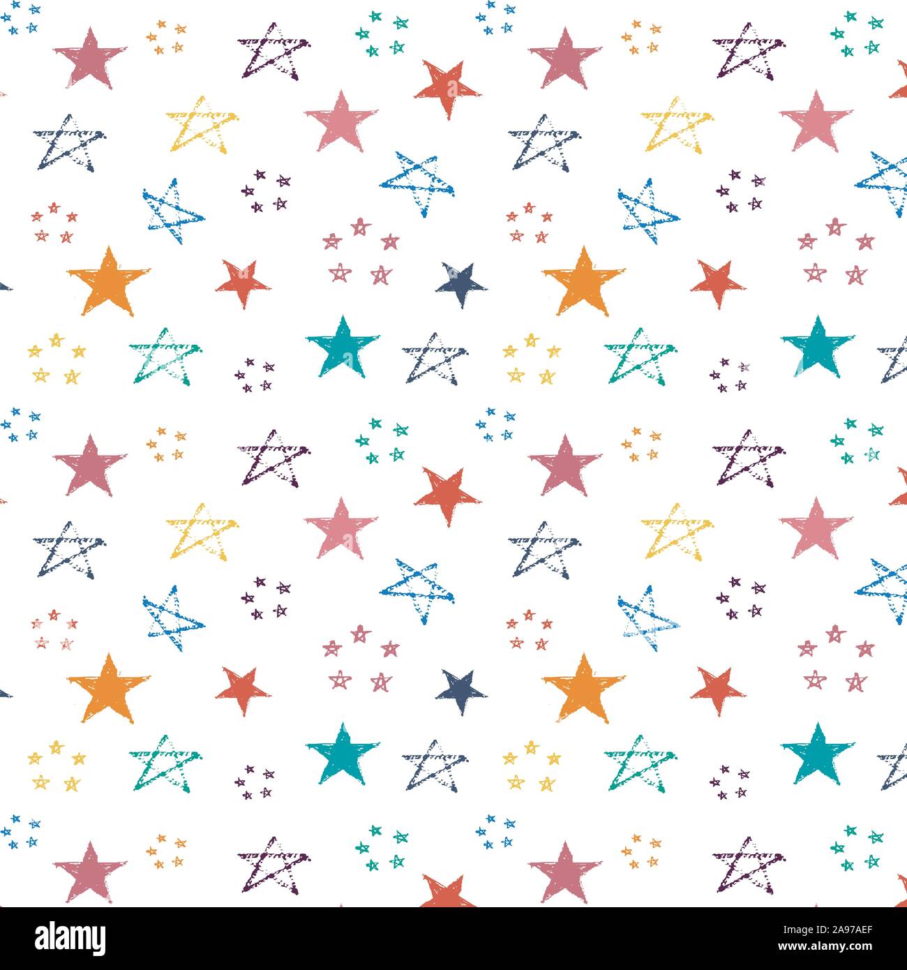Seamless pattern stars on white background. Stock Vector
