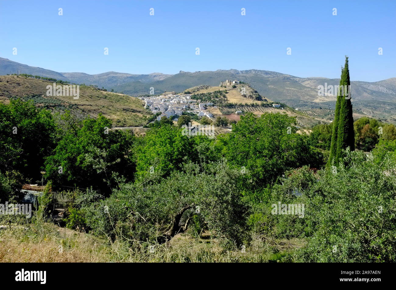 View of Carcabuey, the administrative centre of the Sierra Subbetica Natural Park, Cordoba Province, Andalucia. Spain Stock Photo