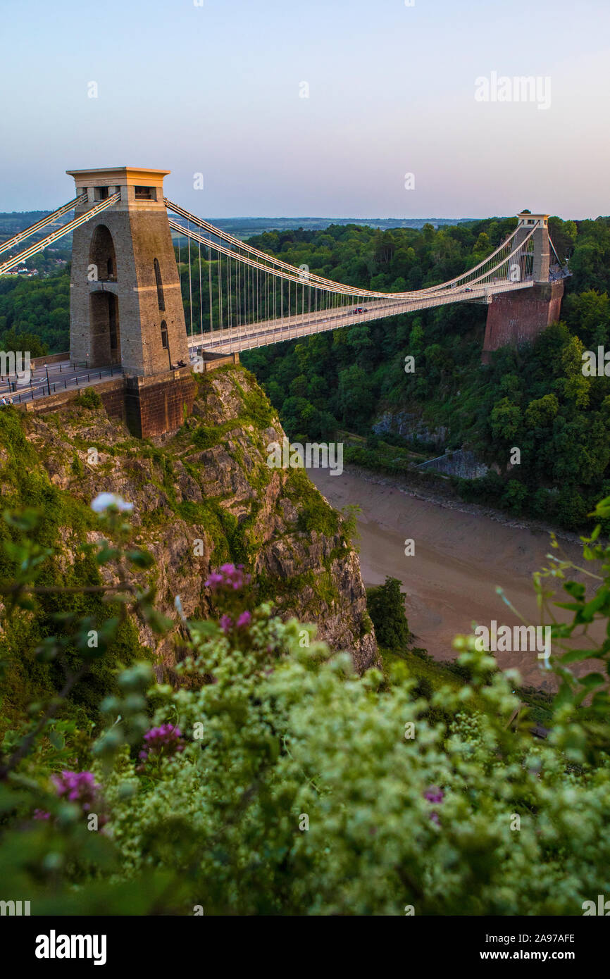 A view of the magnificent Clifton Suspension Bridge in Bristol, England ...