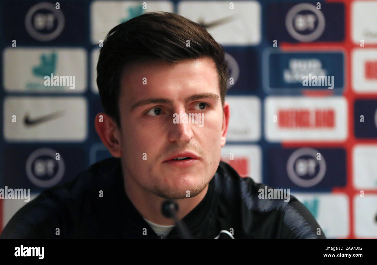 England's Harry Maguire during the press conference at The Grove Hotel, Watford. Stock Photo