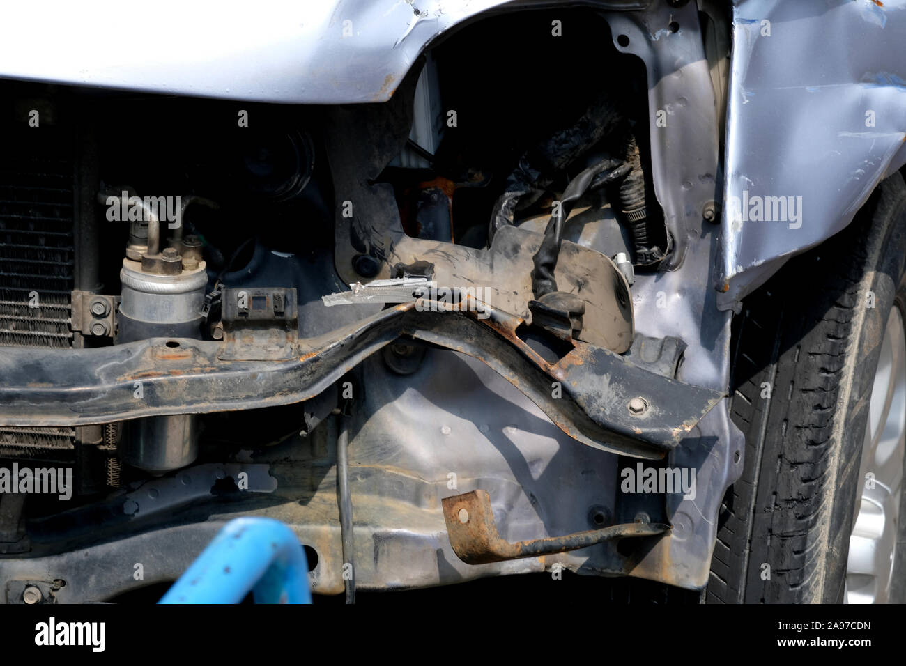 Accident damaged vehicle, Bangkok, Thailand Stock Photo