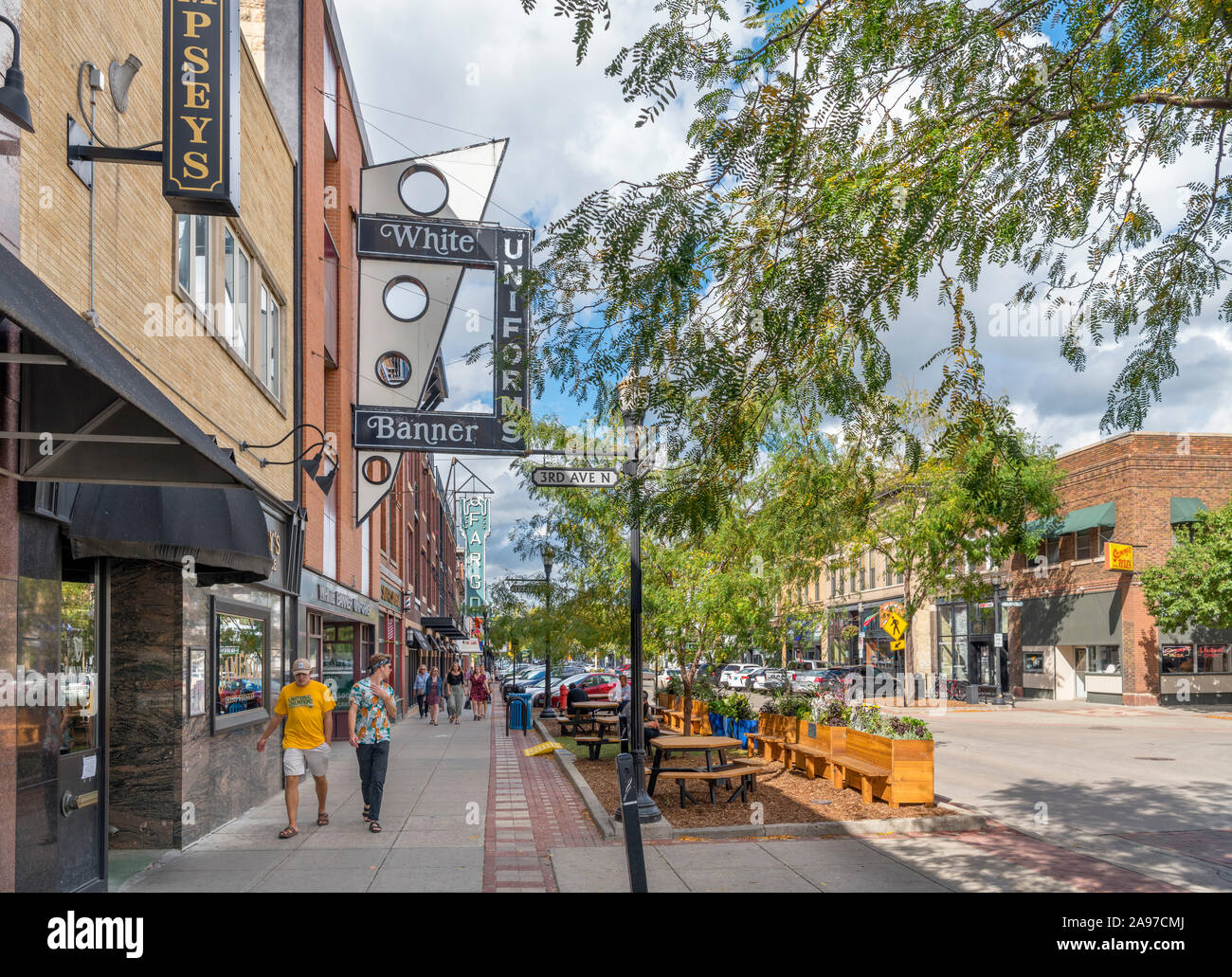 N Broadway Avenue in historic downtown Fargo, North Dakota, USA Stock Photo