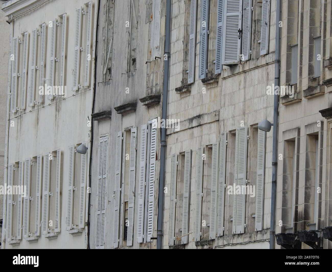 Facade of buildings on Duperré Quay in La Rochelle, France, October 2019. Stock Photo