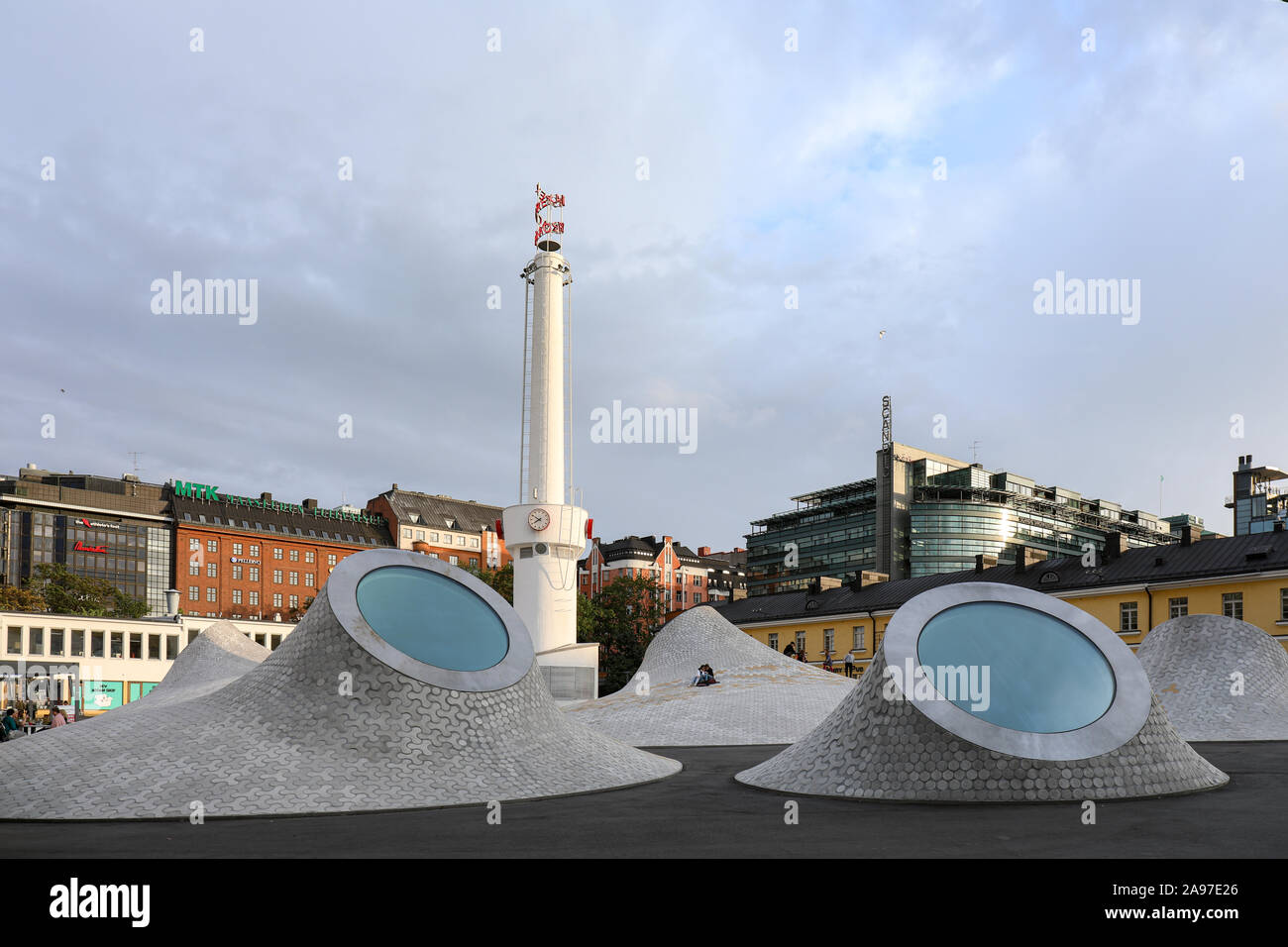 Amos Rex subterranean art museum skylights at Lasipalatsi Square in Helsinki, Finland Stock Photo