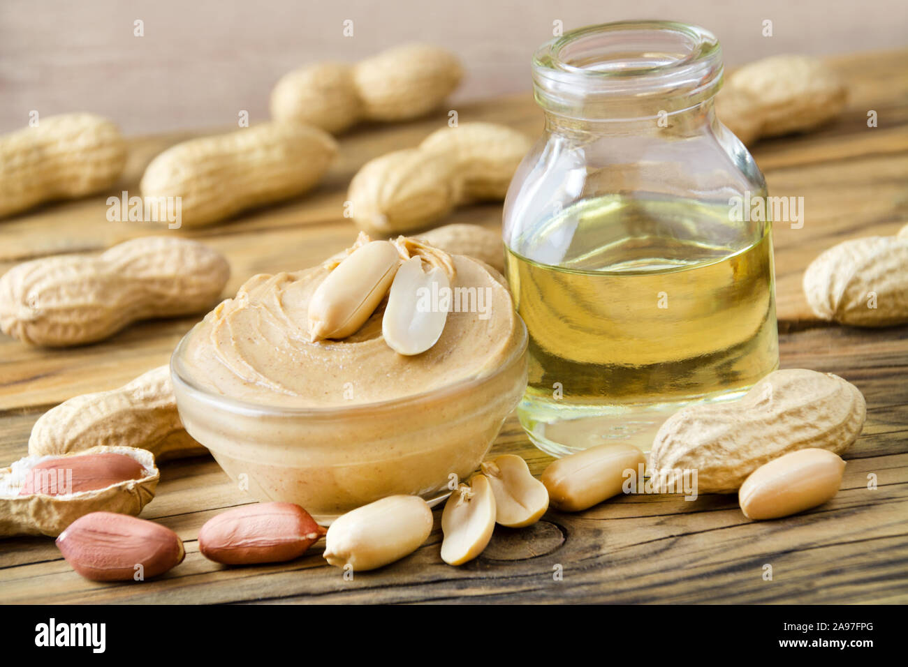 Peanut butter and oil Stock Photo Alamy