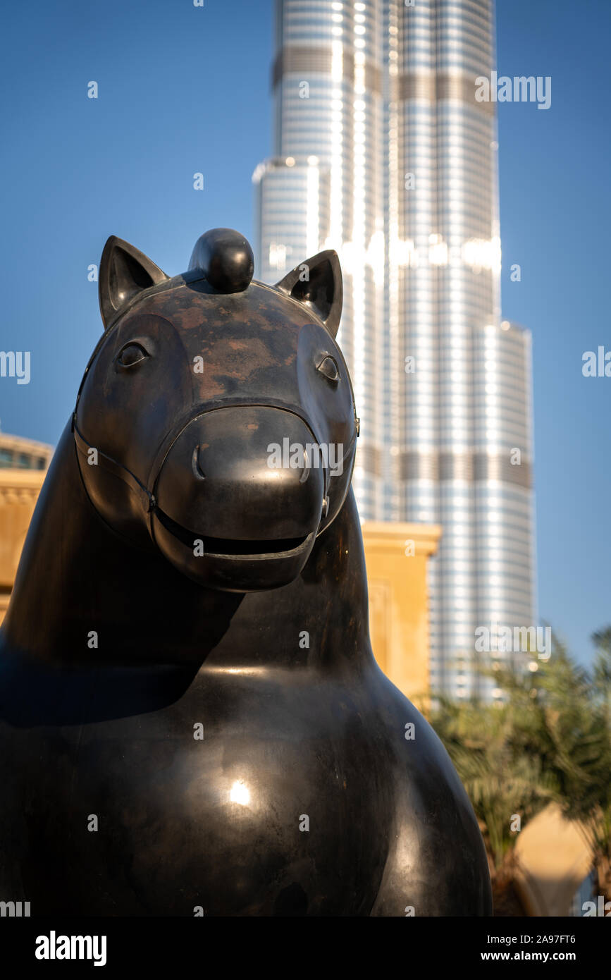Horse statue near the Burji Khalifa and Dubai Mall in the city center