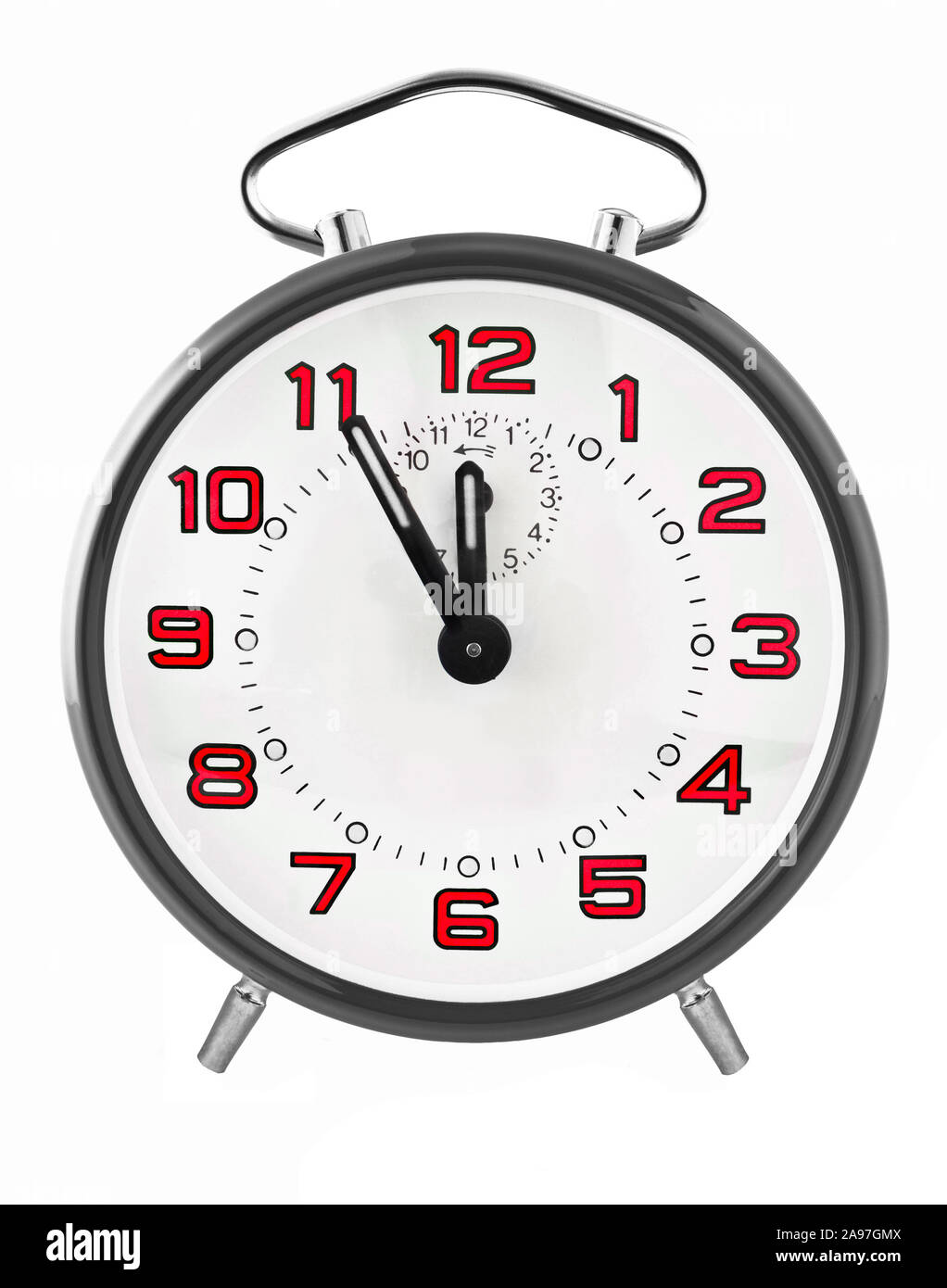 Alarm clock five minutes to twelve Stock Photo Alamy