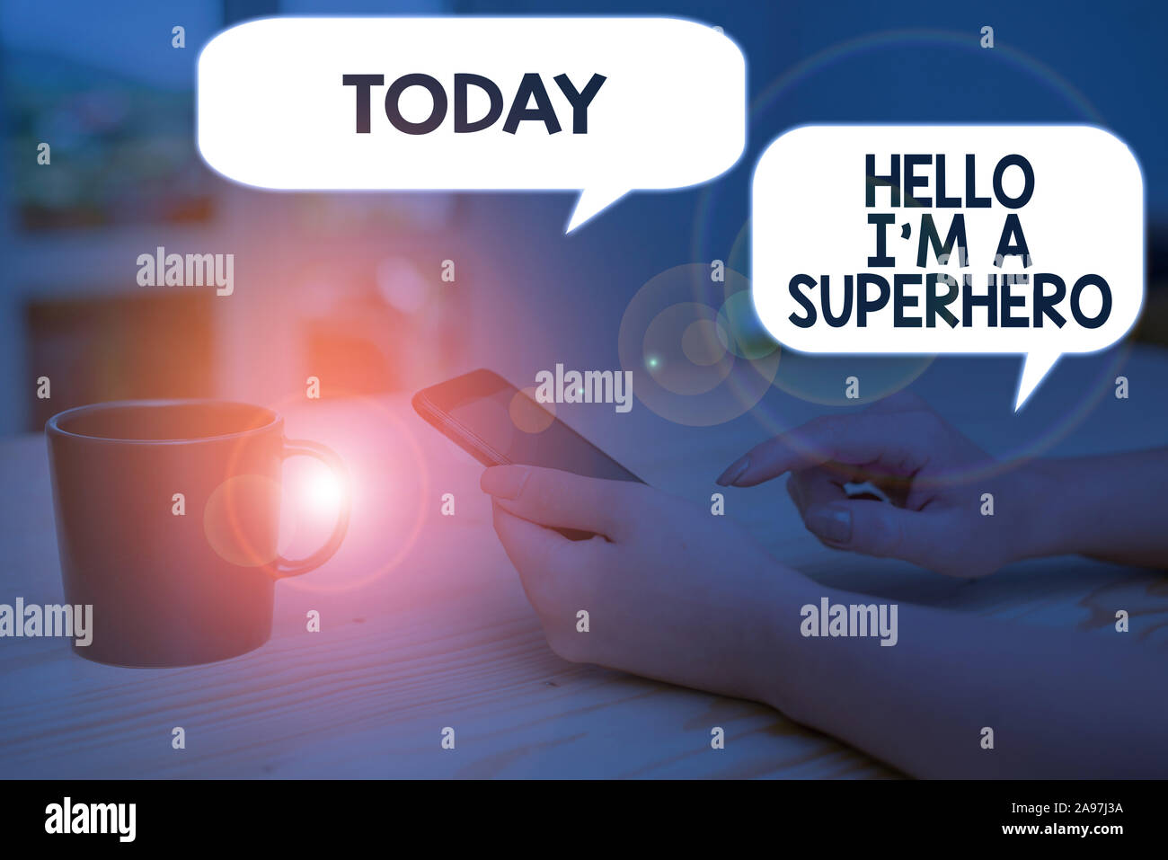 Superhero Hello Text sign showing Hello I M A Superhero. Business photo text Believing ...