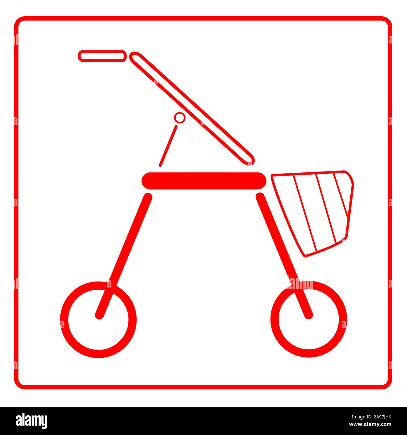 Red sign Rollator walking frame on white background Stock Photo