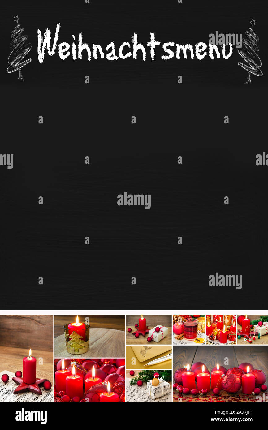 German Christmas menu on chalk metal on white background Stock Photo