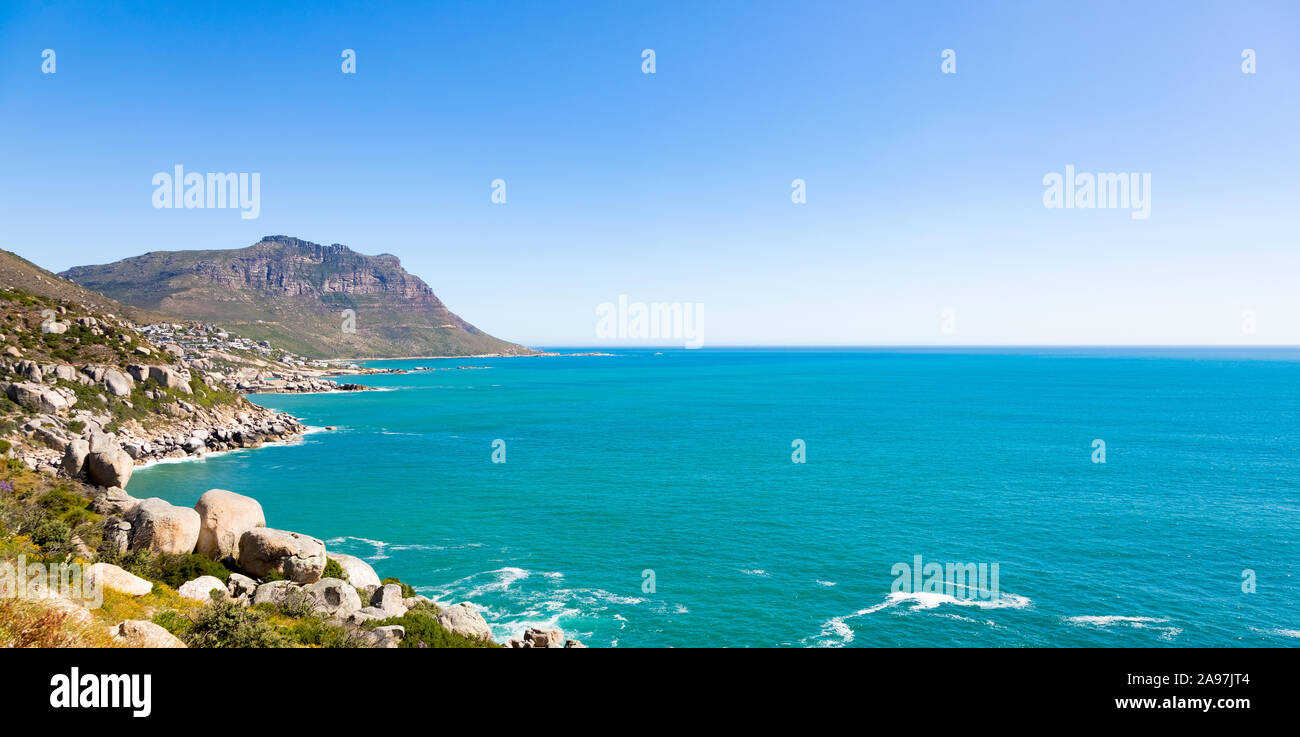 Elevated view of Llandudno beach and seaside town of Cape Town Stock