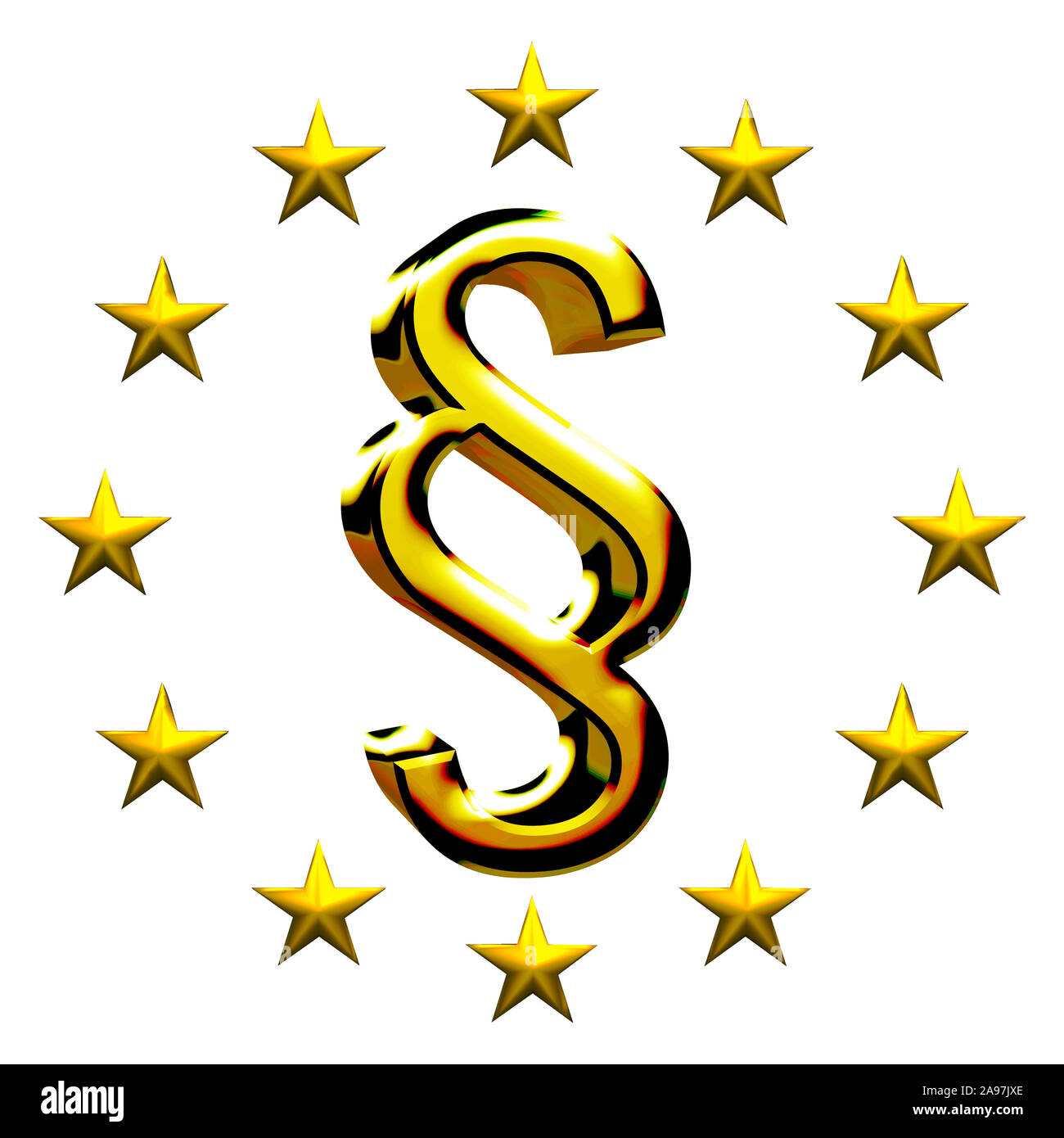 Paragraph gold with EU star circle background Stock Photo