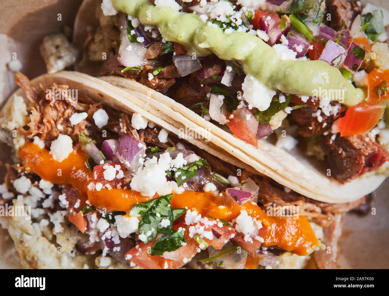 Close up Shot of Street Tacos Stock Photo