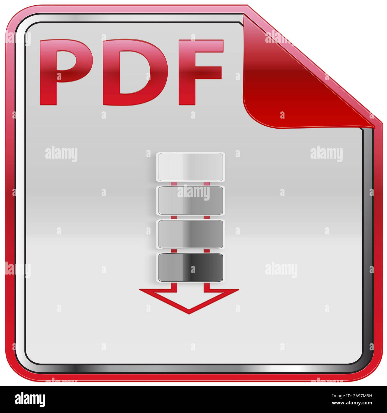 Button PDF on white background Stock Photo