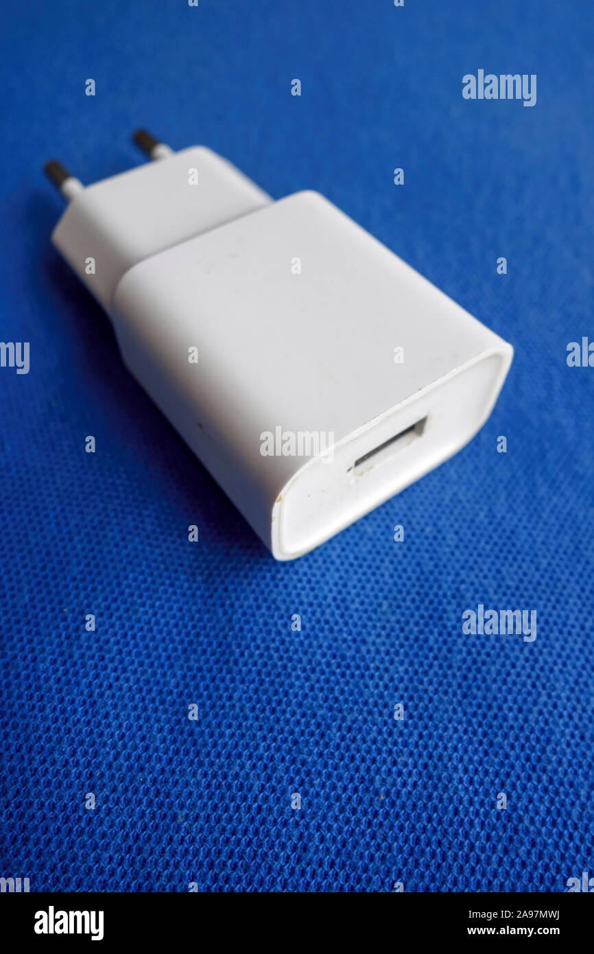 White Generic European 2 Pin USB Charger Stock Photo