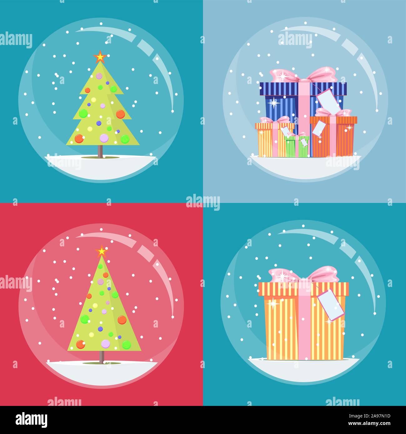 snow globe with christmas decoration inside. Stock Vector
