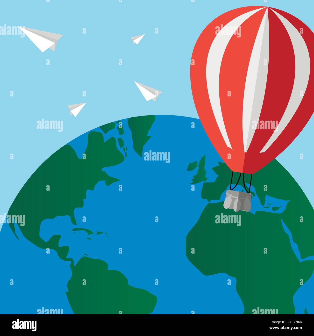 Hot air balloon set. Modern and trendy flat design style. Vector ...