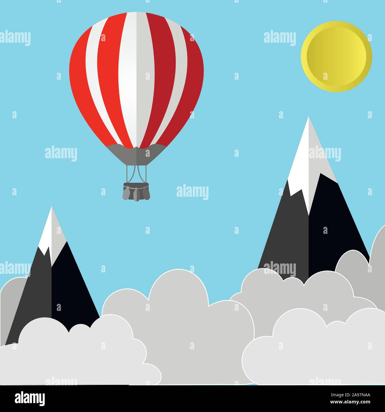 Hot air balloon set. Modern and trendy flat design style. Vector ...