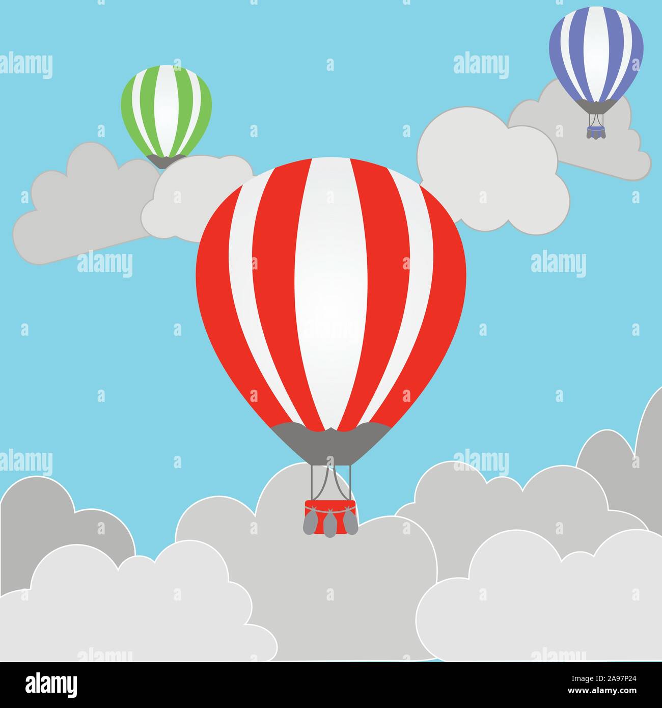 Hot air balloon set. Modern and trendy flat design style. Vector ...