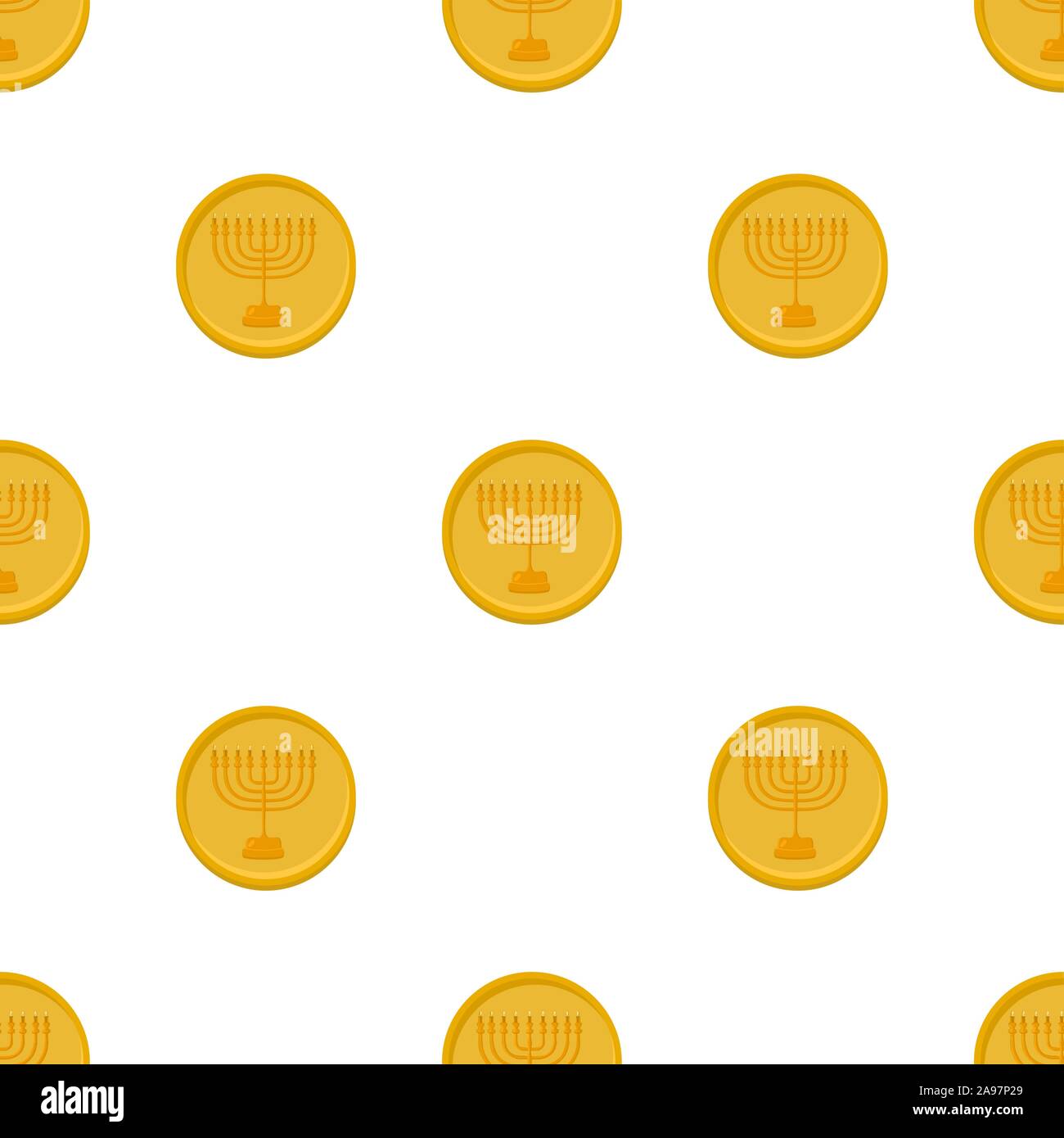 Illustration on theme big colored pattern Hanukkah, seamless set menorah. Seamless pattern consisting of collection menorah, accessory holiday Hanukka Stock Vector