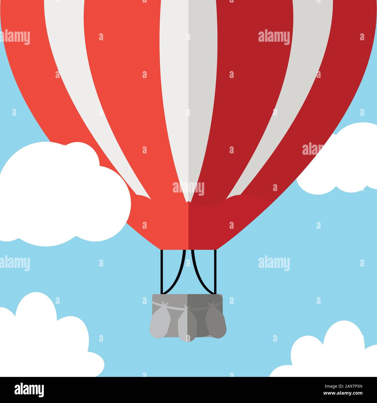 Hot air balloon set. Modern and trendy flat design style. Vector ...