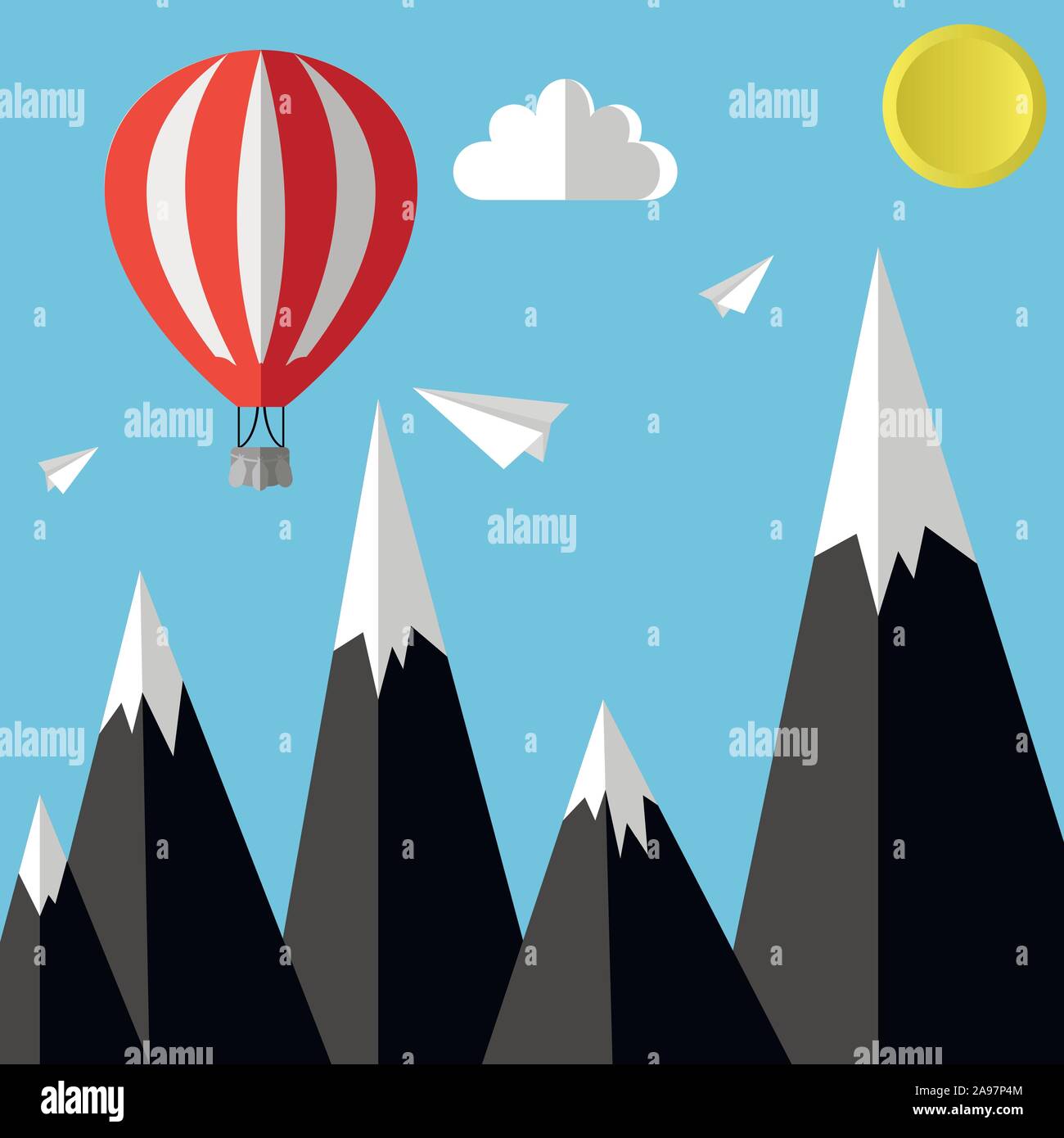 Hot air balloon set. Modern and trendy flat design style. Vector ...
