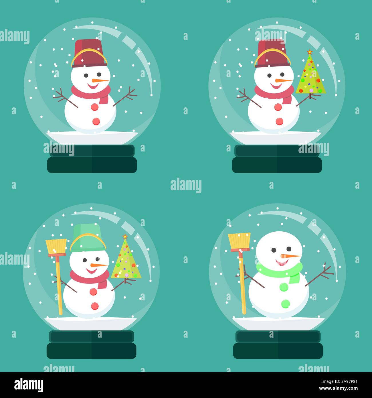 snowman inside Christmas decoration Stock Vector