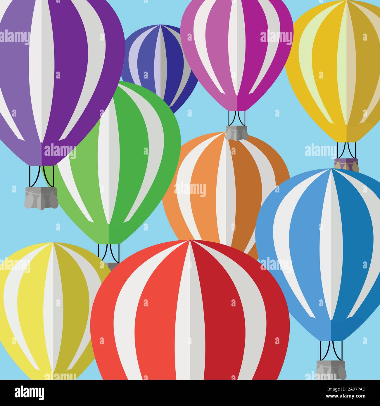 Hot air balloon set. Modern and trendy flat design style. Vector ...