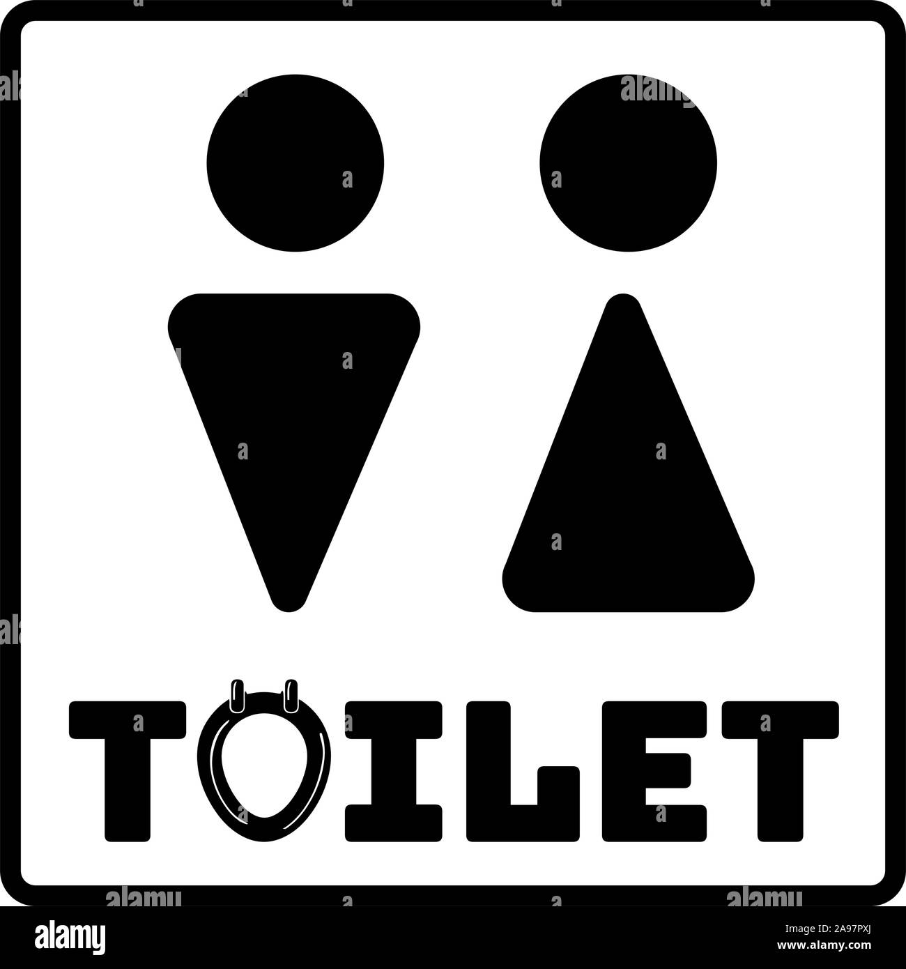Toilet Sign vector illustration. Simply flat design for logo, objects and icons. Restroom for Male, Female, Ladies, Gentlemens. Stock Vector
