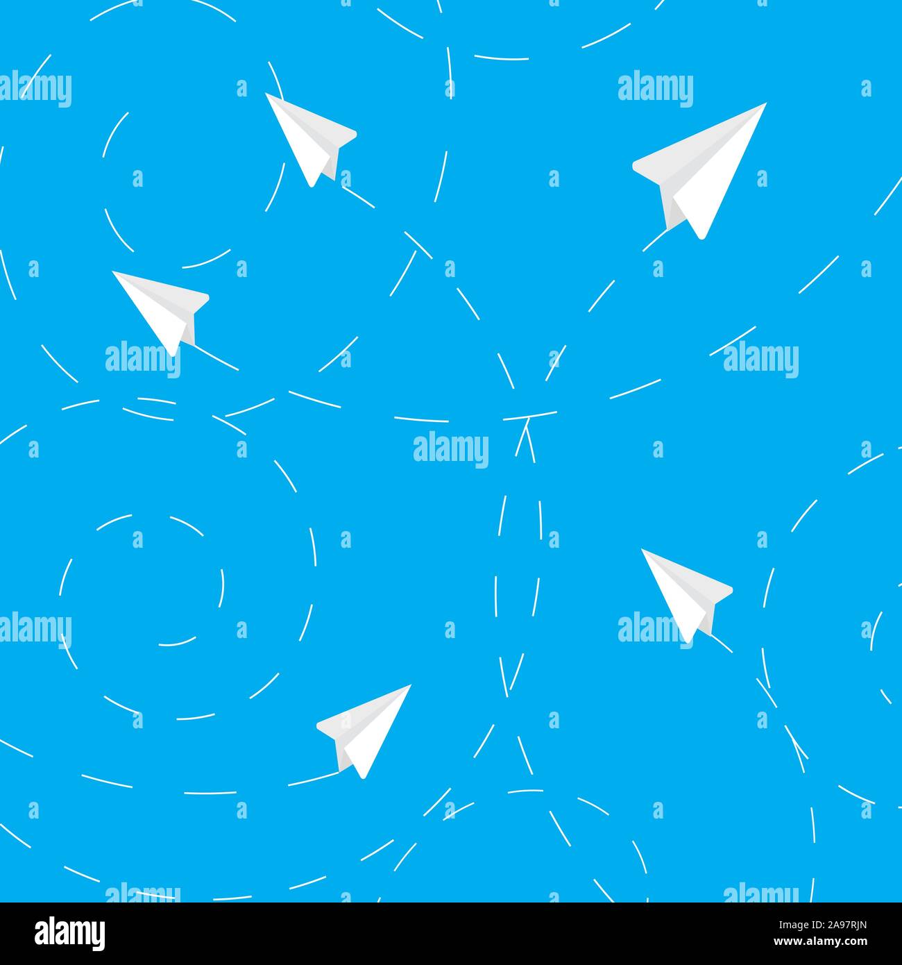 White Paper airplanes flying on blue sky background. Craft design origami style, simply vector graphic illustration for design,icon, logo, background Stock Vector