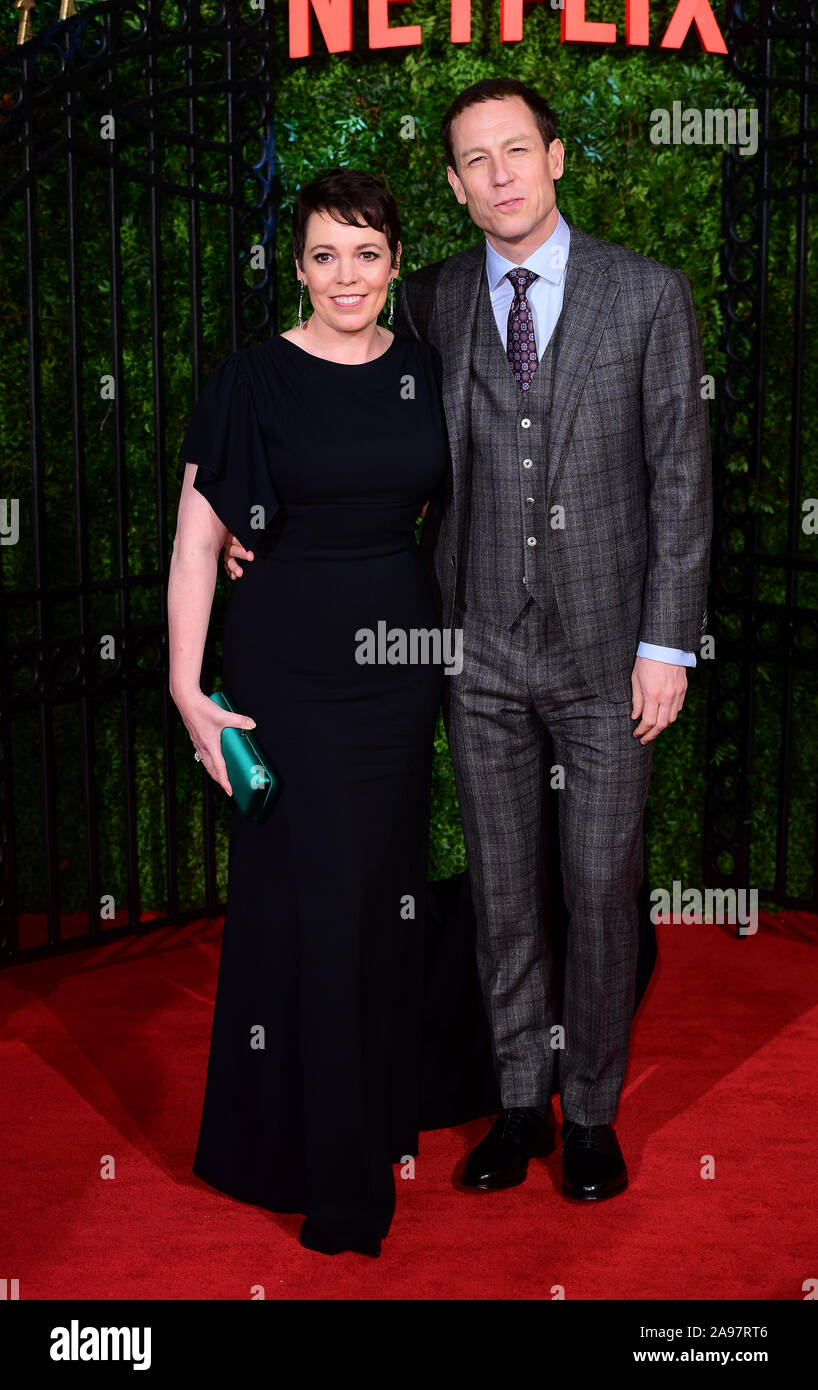 Olivia Colman and Tobias Menzies arriving for The Crown Season Three Premiere held at the Curzon