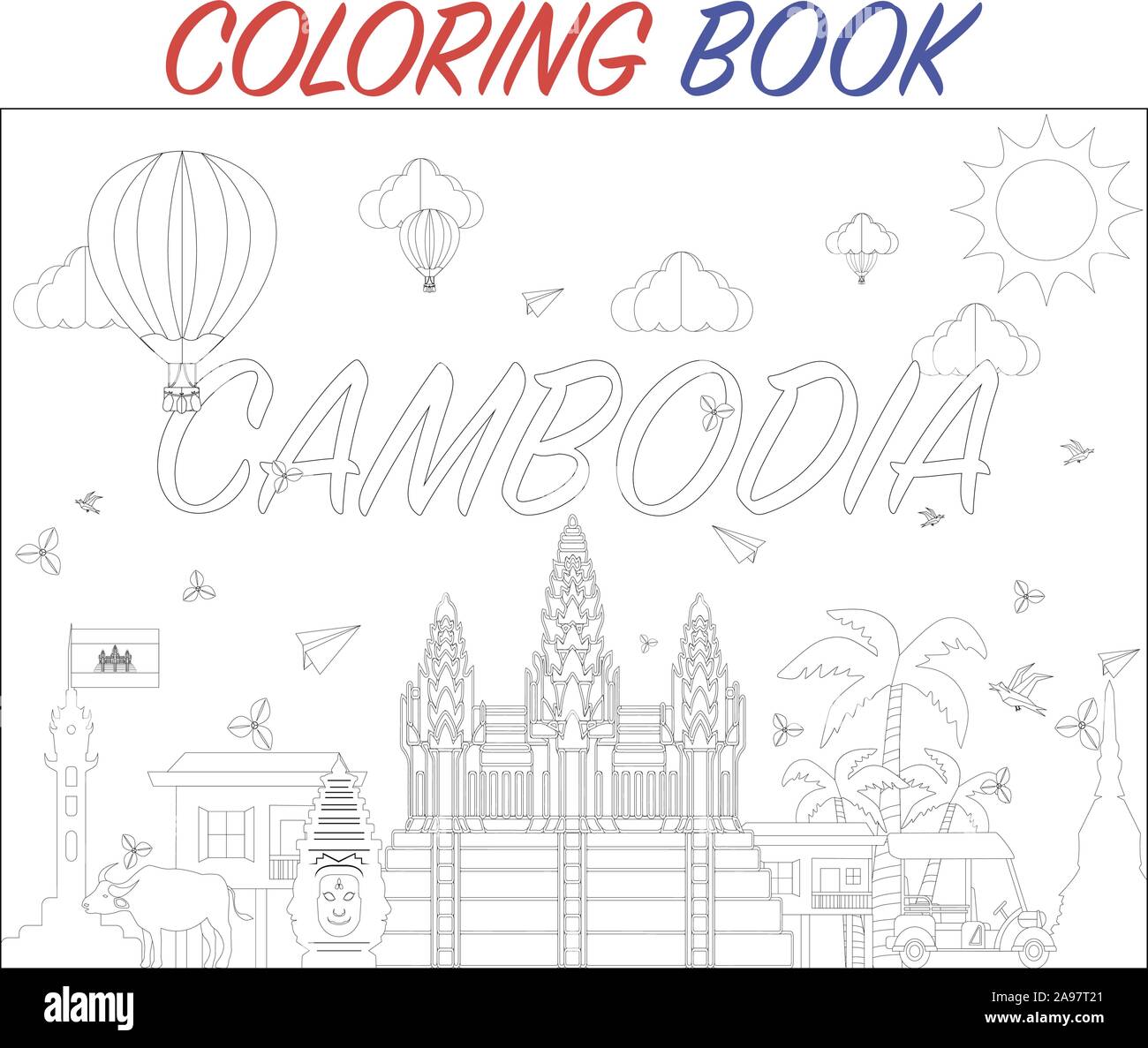 Cambodia Flag Coloring Pages