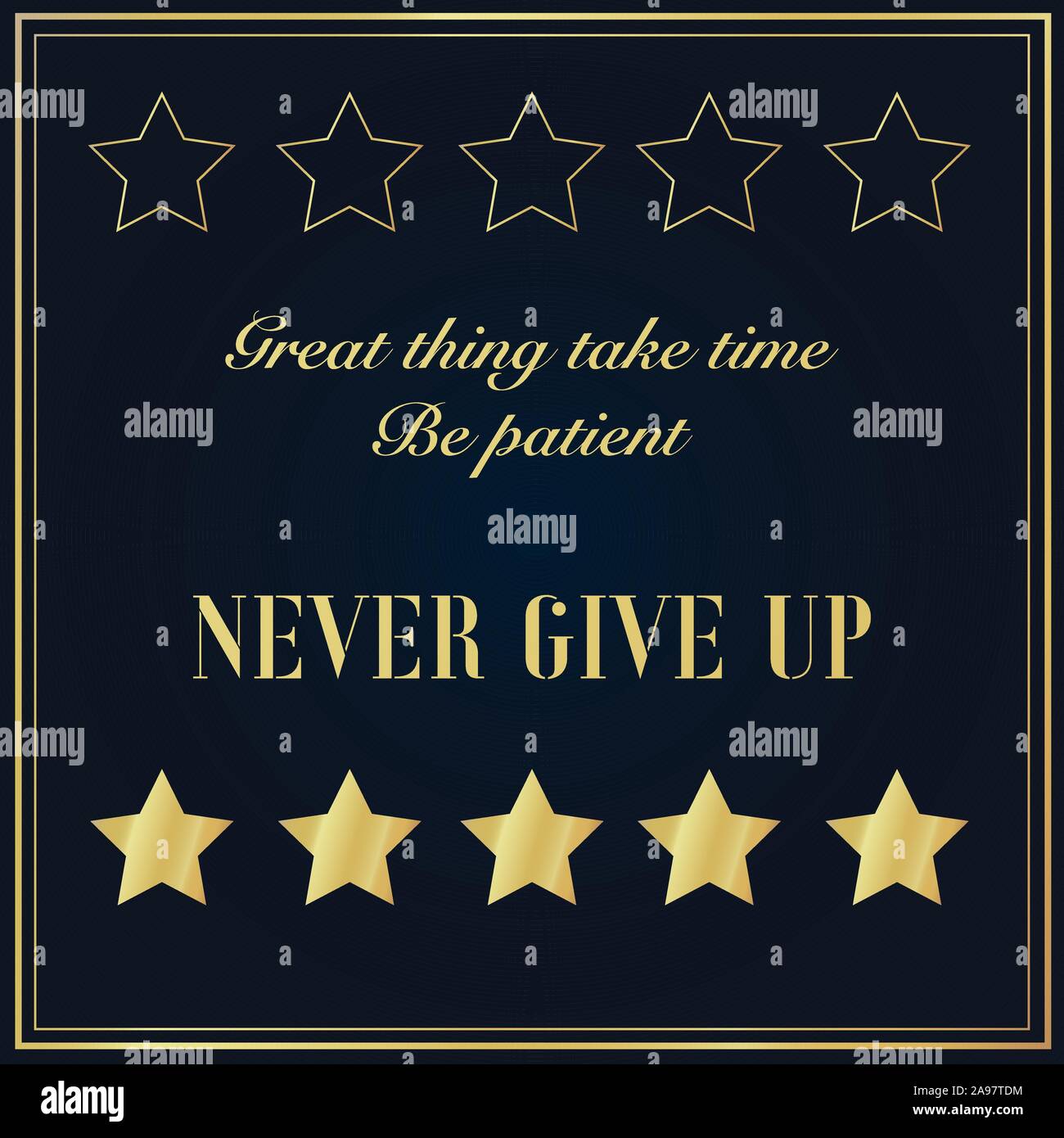 Inspirational Typographic lettering Quote with golden frame, Motivational graphic vector illustration for success. Phrase for business goals, developm Stock Vector
