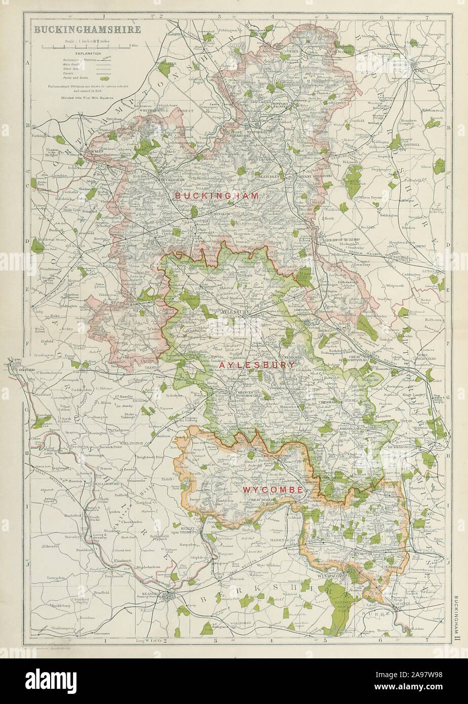 BUCKINGHAMSHIRE Showing Parliamentary Divisions Boroughs Parks BACON   Buckinghamshire Showing Parliamentary Divisionsboroughs Parksbacon 1920 Map 2A97W98 