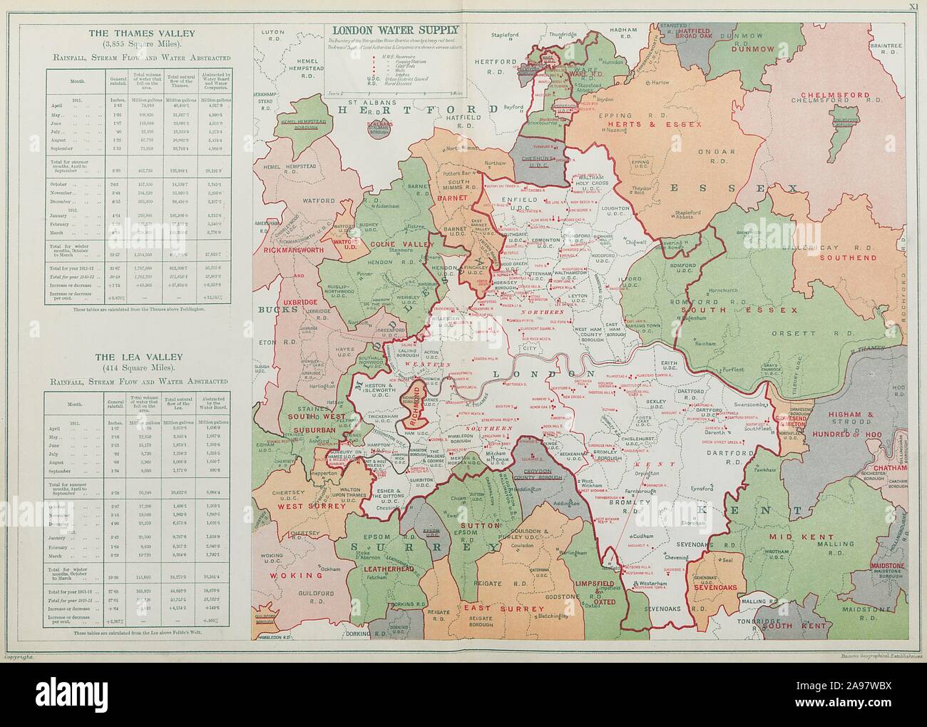 LONDON WATER SUPPLY. Metropolitan Water Board. Reservoirs Pumping Stns