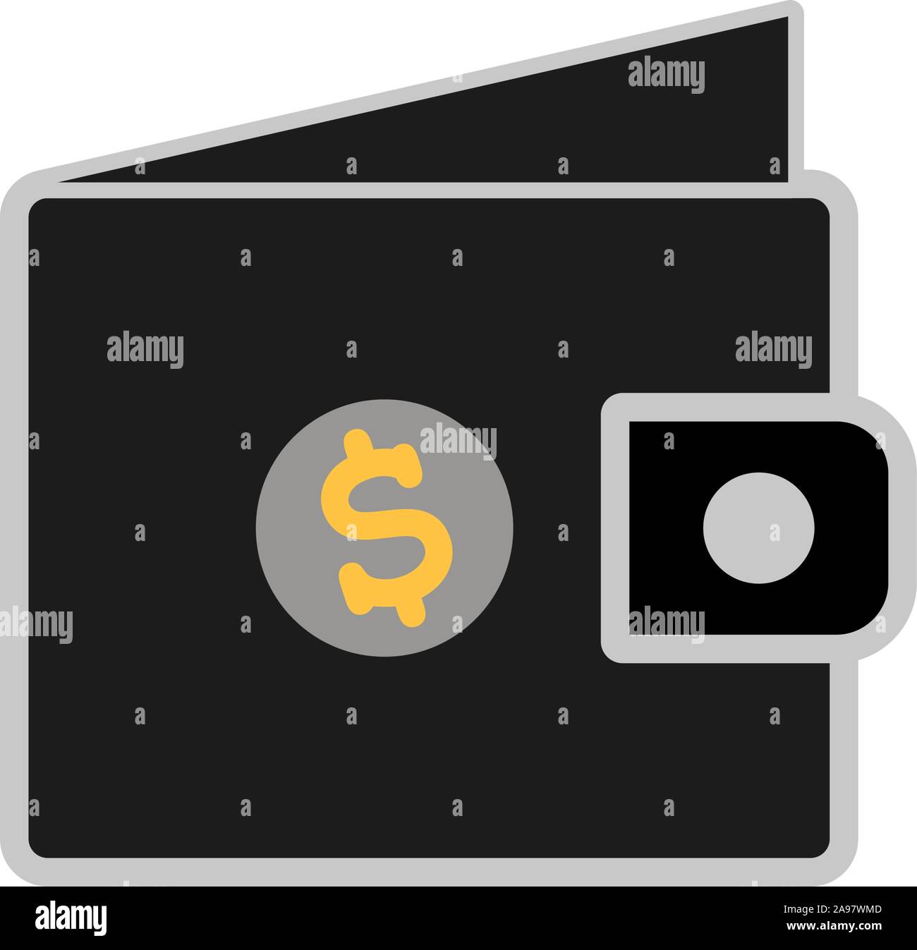Wallet with money and cash sign dollar symbol. Simply graphic vector illustration for web, background, icon, template. Trendy flat design for your bus Stock Vector