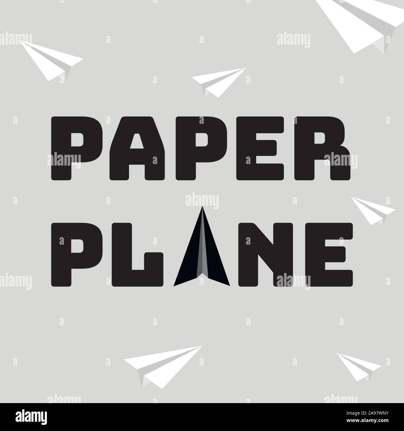 White Paper airplanes flying on blue sky background. Craft design origami style, simply vector graphic illustration for design,icon, logo, background Stock Vector