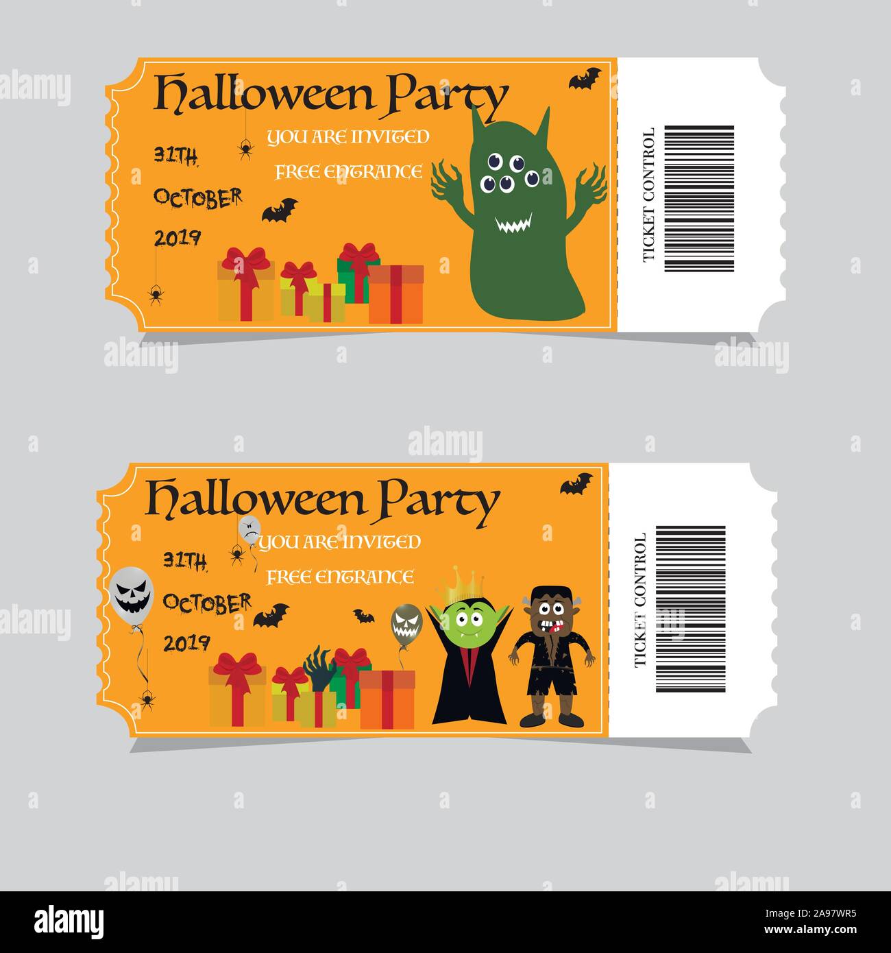 Happy Halloween night invitation ticket, for entrance, promotion with