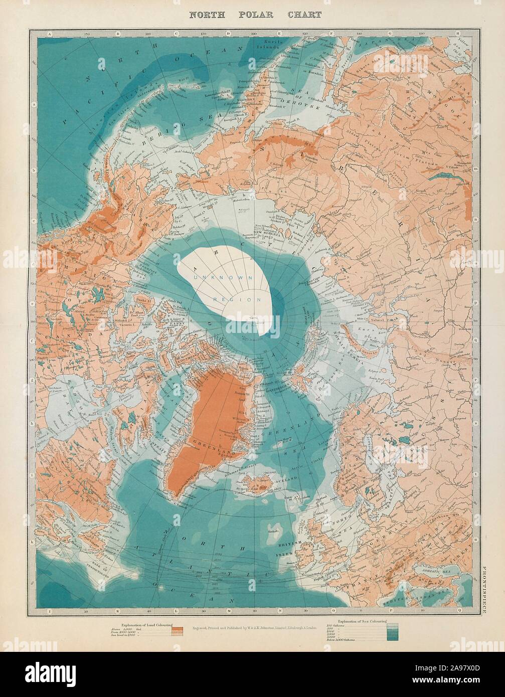 ARCTIC. Show's Peary claim to have reached North Pole. JOHNSTON 1915 old map Stock Photo