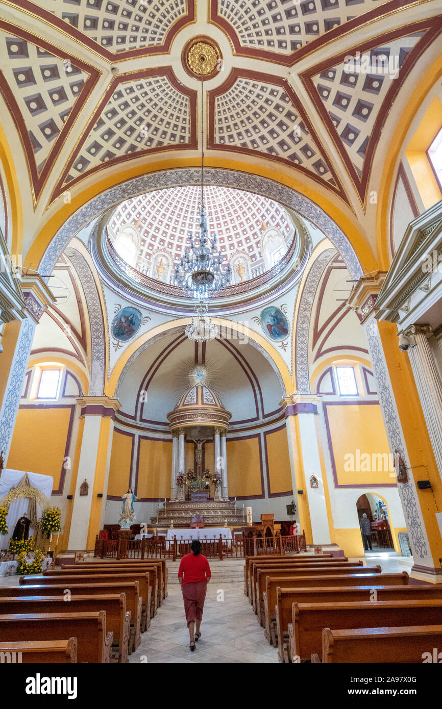 Interior of the Parroquia Santa María Magdalena church in Xico, Veracruz, Mexico. Stock Photo