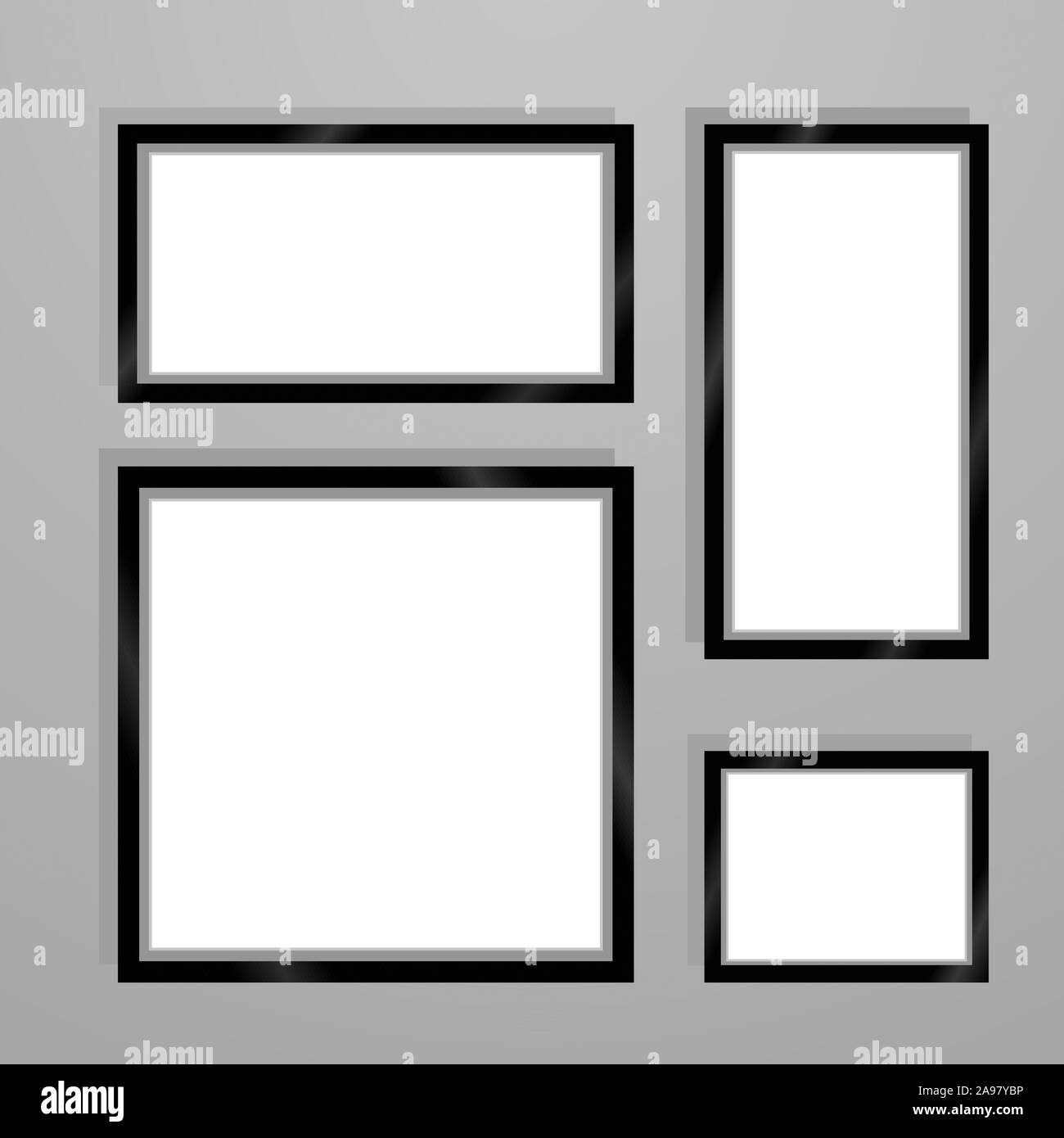 Realistic Black and White photo frame with blank empty space, place ...