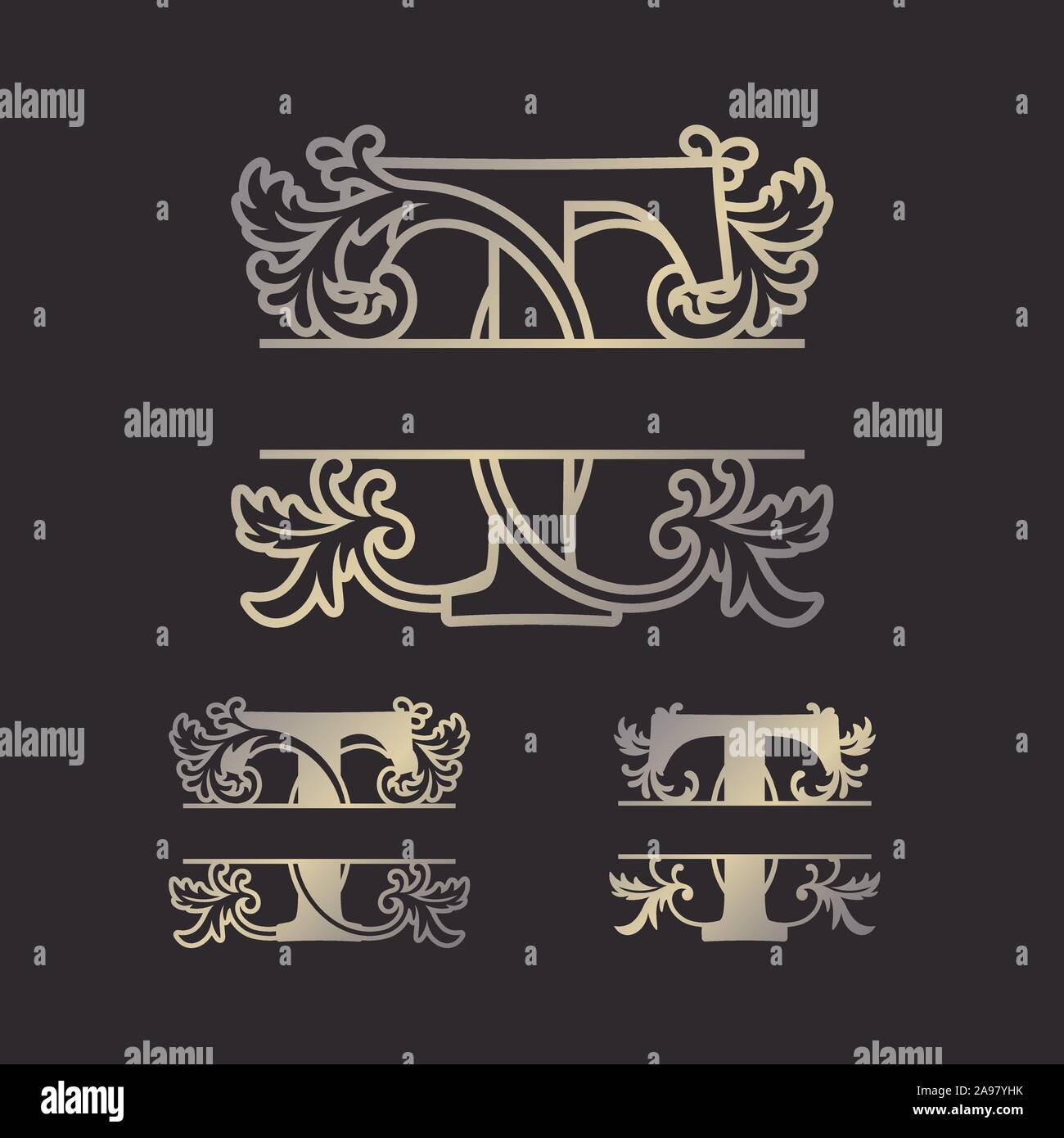 Alphabet Split Monograms, Split Letter Monogram, Alphabet Frame Font ...