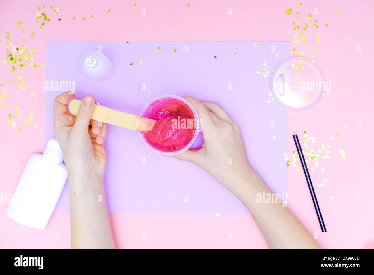 How to make slime at home. Children art project. DIY concept. Kids ...