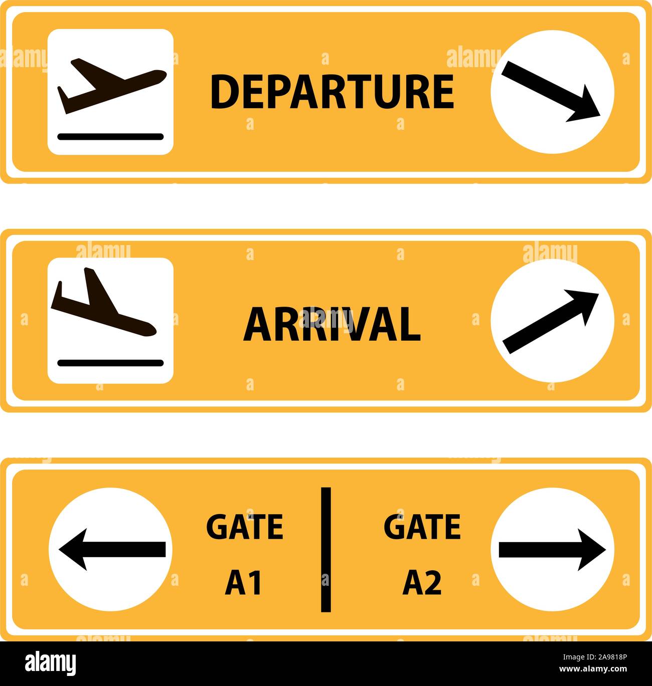 Icon or sign pointers for navigation in airport, professional graphic vector illustration optimized for large anв small size. isolated on white backgr Stock Vector