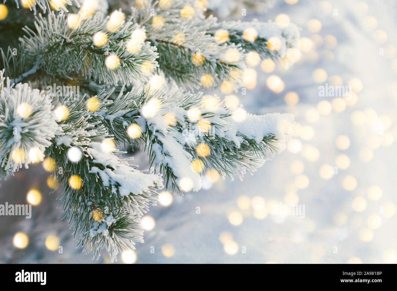 Christmas and New Year holiday background with bokeh vintage color toned Stock Photo
