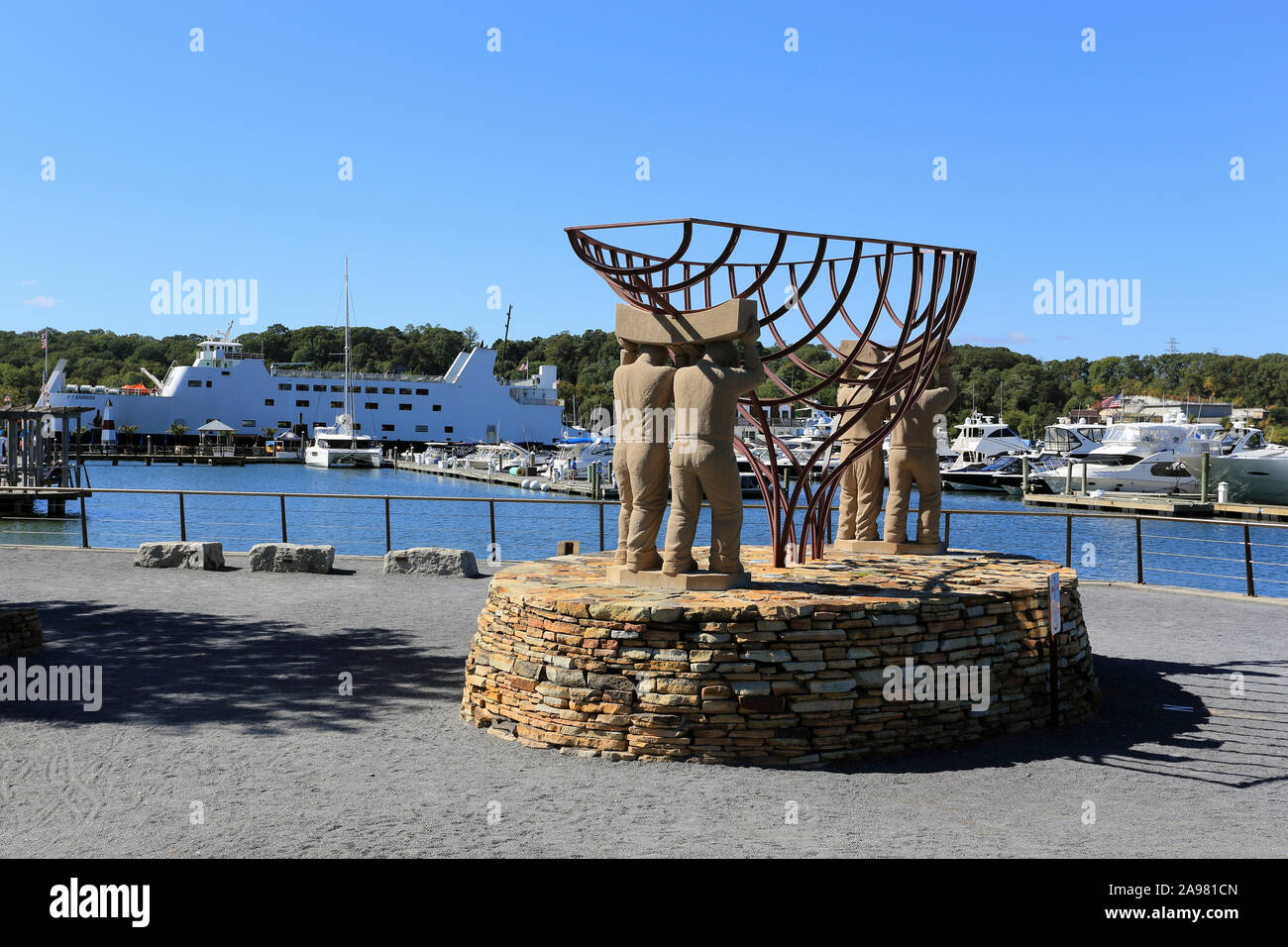 Ship builders monument Village of Port Jefferson Long Island New York