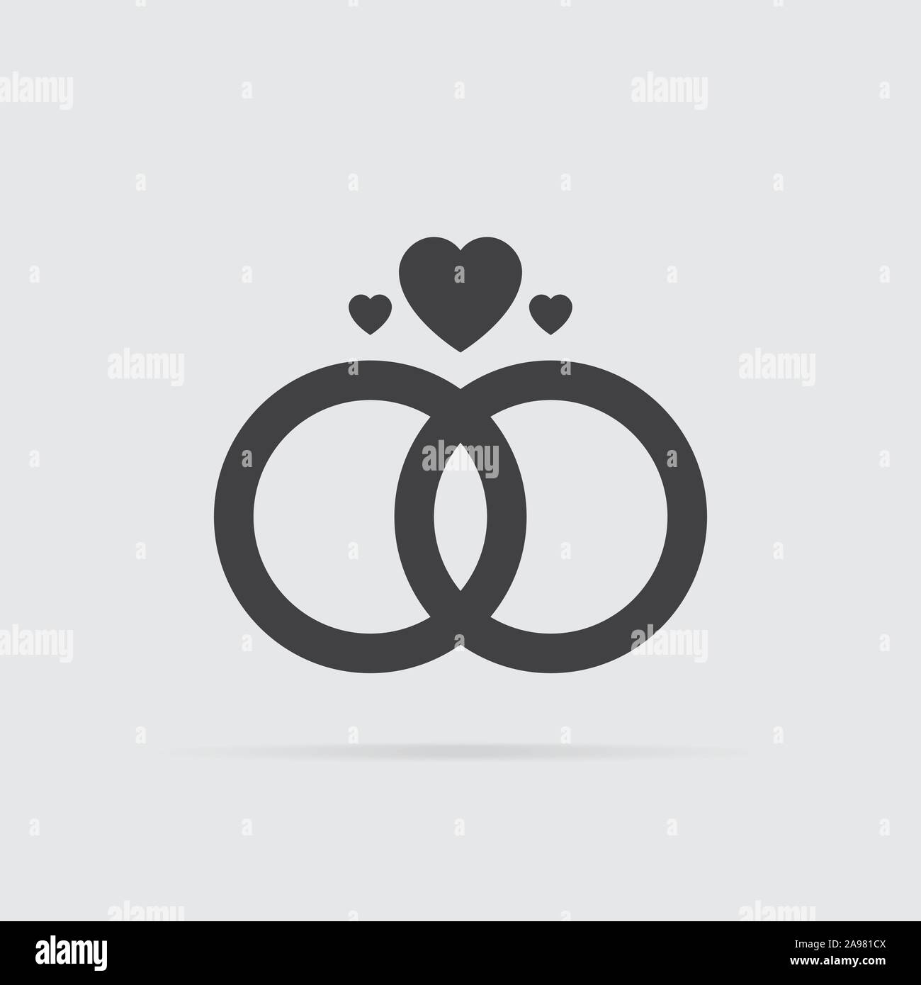 Wedding rings icon in flat style isolated on grey background. For your ...